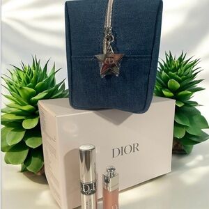 Dior Denim Pouch w/ mini Mascara, mini Lip Maximizer & Star Pull Zipper GWP